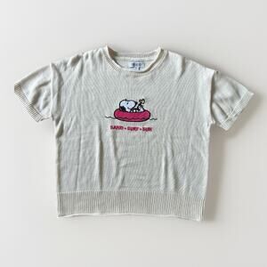 Snoopy & Woodstock Sand Surf Sun Sweater Womens Size Medium Short Sleeve Peanuts